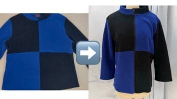 Apertura delantera en jersey con cremallera, comparación antes y después del arreglo